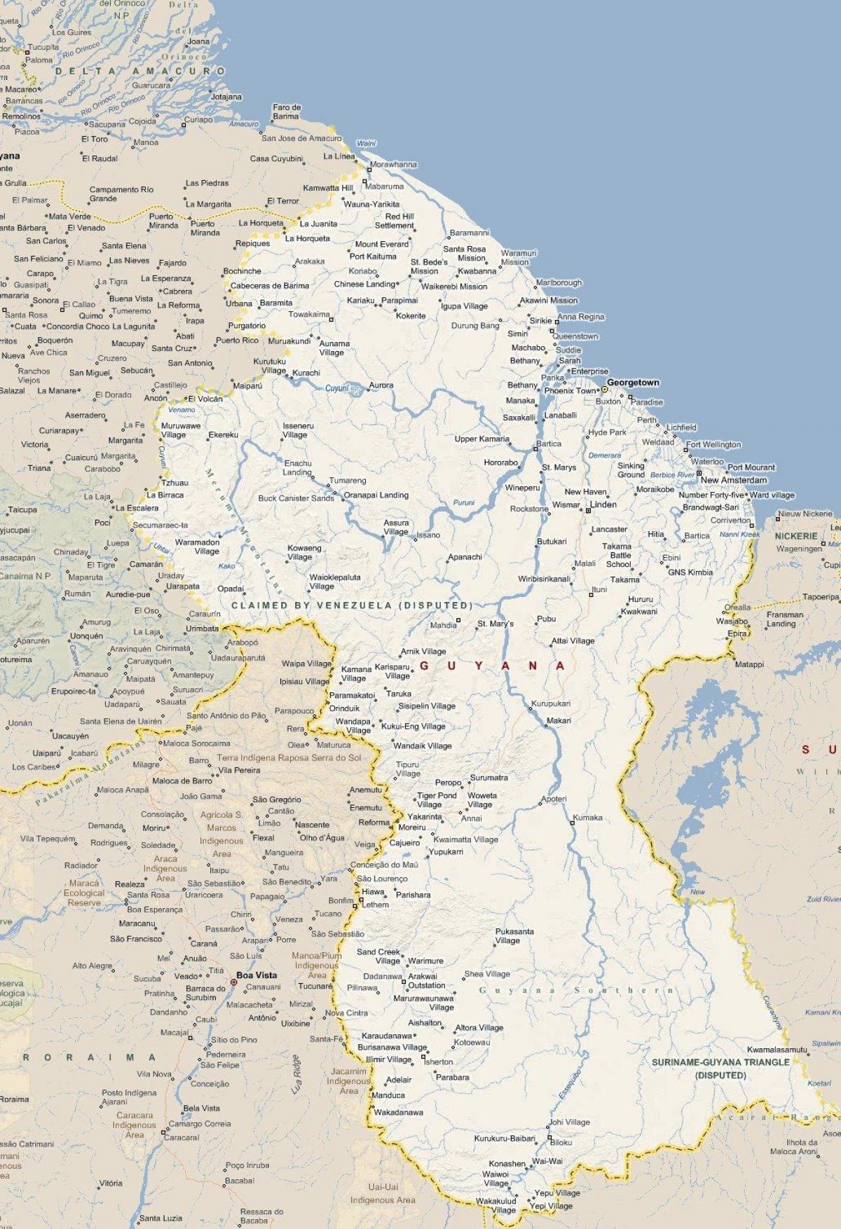 карта Гайана дороге