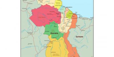 Карта Гайана показать 10 административных районов