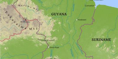 Карта Гайана, показывающие низкая прибрежная равнина