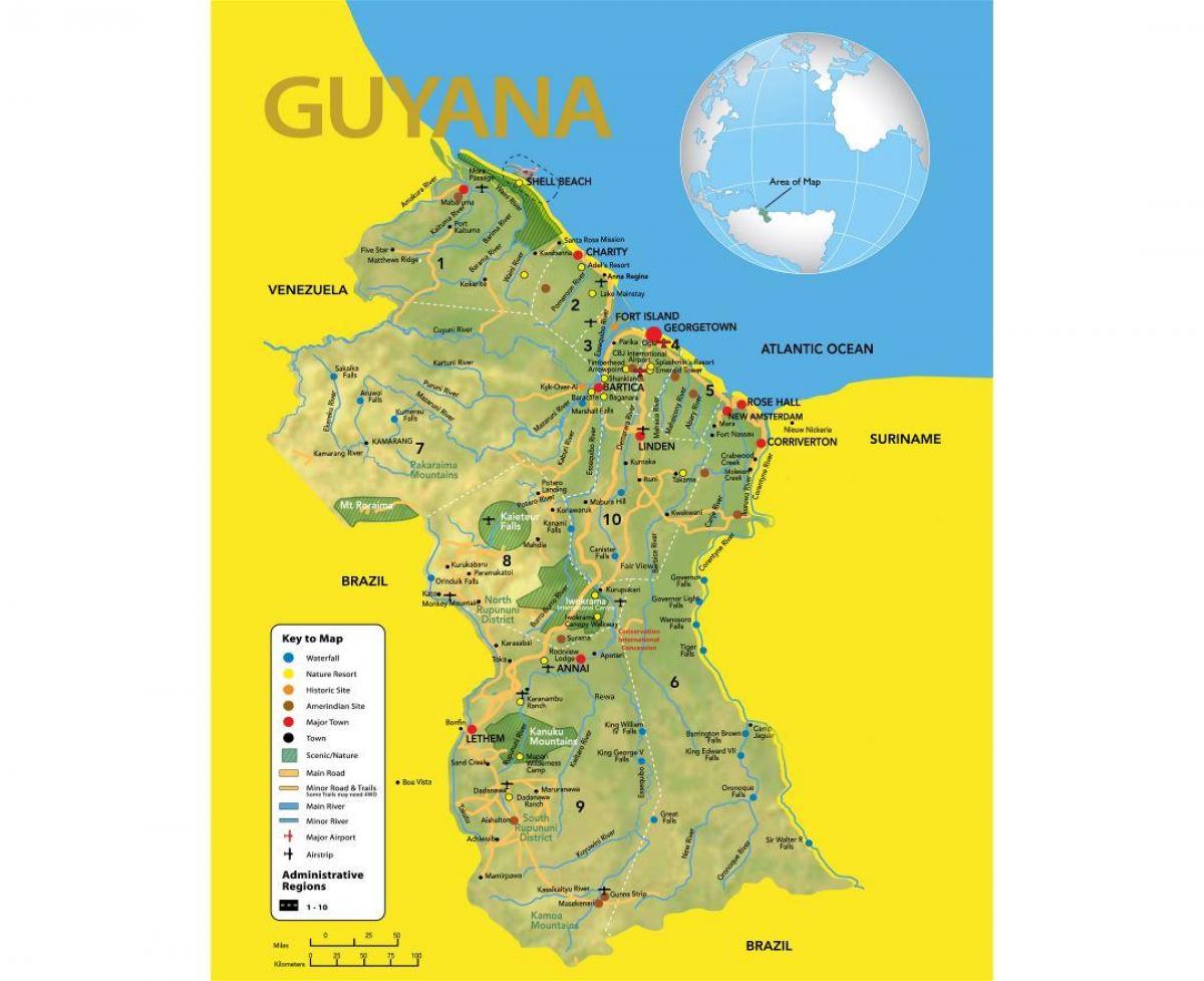 карта Гайана расположение карте 