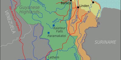 Восточное побережье демерара в Гайане карте