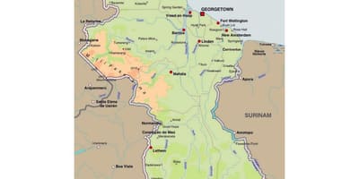 Карта Гайана показывая городах