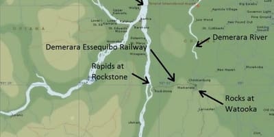 Карта побережья Гайаны Эссекибо